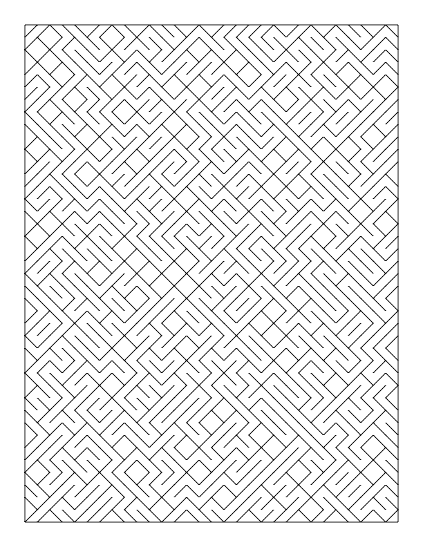 A maze created by randomly placing walls. Each wall is in one of two perpendicular orientations.