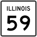 A white square with a simple black border, and the text Illinois and a bigger 59 inside.